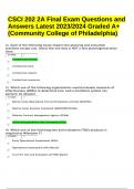 CSCI 202 2A Final Exam Questions and Answers Latest 2023/2024 Graded A+ (Community College of Philadelphia)