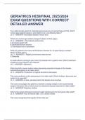 GERIATRICS HESI/FINAL 2023/2024 EXAM QUESTIONS WITH CORRECT DETAILED ANSWER