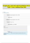 Straighterline LIFE SPAN DEVELOPMENT PSY120 Topic 7&colon; Early Adulthood Quiz 2023