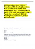 HESI Math Questions, HESI A&P Questions, HESI Reading Questions, Hesi Vocabulary, HESI A2: Math practice test, BEST hesi a2 version 1 and 2, HESI Math Questions!!!, Hesi A2 Vocabulary from book, HESI A2 - Reading Comprehension!, hesi A2 Entrance, Hes...  