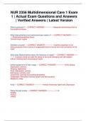 NUR 2356 Multidimensional Care 1 Exam 1 &vert; Actual Exam Questions and Answers &vert; Verified Answers &vert; Latest Version