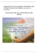 ESSENTIALS OF MATERNITY NEWBORN AND  WOMEN’S HEALTH NURSING 4th Edition by Susan Ricci. test bank