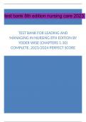 TEST BANK FOR LEADING ANDMANAGING IN NURSING 8TH EDITION BYYODER WISE (CHAPTERS 1-30)COMPLETE. 2023/2024 PERFECT SCORE