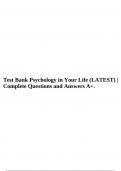 Test Bank Psychology in Your Life (LATEST) | Complete Questions and Answers A+.