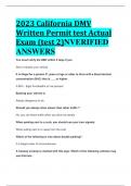 ACTUAL 2023 California DMV Written Permit test Actual Exam &lpar;test 2&rpar;NVERIFIED  ANSWERS