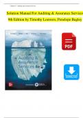 TEST BANK & SOLUTION MANUAL For Auditing and Assurance Services&comma; 9th Edition By Timothy Louwers&comma; Penelope Bagley&comma; Verified Chapters 1 - 12&comma; Complete Newest Version