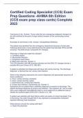 Certified Coding Specialist (CCS) Exam Prep Questions -AHIMA 6th Edition (CCS exam prep class cards) Complete 2023