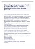 Florida Psychology Licensure-Part A &lpar;Chapter 490&comma; Florida Statues&comma; Psychological Services&rpar; Already Passed&excl;&excl;