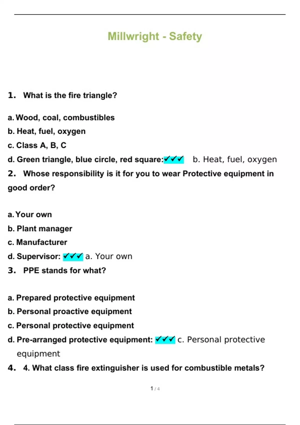 Millwright Safety Exam 2023 Questions and Answers Millwright Stuvia US