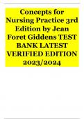 Concepts for Nursing Practice 3rd Edition by Jean Foret Giddens TEST BANK LATEST VERIFIED EDITION 2023/2024