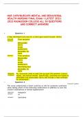 NUR2459 MENTAL AND BEHAVIORAL HEALTH NURSING FINAL EXAM 1 LATEST 2022- 2023 RASMUSSEN COLLEGE ALL 50 QUESTIONS AND CORRECT ANSWERS