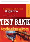 Test Bank For Beginning & Intermediate Algebra 6th Edition All Chapters - 9780321969538