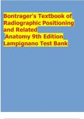 TEST BANK For Bontragers Textbook of Radiographic Positioning and Related Anatomy 10th Edition by Lampignano | Complete Chapter's 1 - 20 | VERIFIED ANSWERS