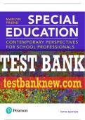 Test Bank For Special Education&colon; Contemporary Perspectives for School Professionals 5th Edition All Chapters - 9780134895000