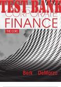 TEST BANK for Corporate Finance: The Core 5th Edition by Jonathan Berk and Peter DeMarzo. ISBN 9780134997551.