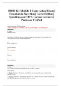 BIOD 121 Module 2 Exam Actual Exam &vert; Essentials in Nutrition &vert; Latest Edition &vert; Questions and 100&percnt; Correct Answers &vert; Professor Verified