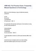 ARM 402&colon; Full Practice Exam&colon; Frequently Missed Questions & Terminology