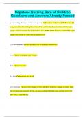 Capstone Nursing Care of Children Questions and Answers Already Passed