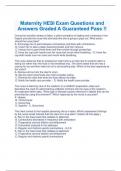 Maternity HESI Exam Questions and Answers Graded A Guaranteed Pass!!