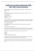California Law Exam Optometry 2023 with 100&percnt; Correct Answers 