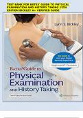 TEST BANK FOR BATES' GUIDE TO PHYSICAL EXAMINATION AND HISTORY TAKING 13TH EDITION BICKLEY A+ VERIFIED GUIDE