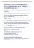 DCF CHILD ABUSE AND NEGLECT &lpar;CAAN&rpar; QUESTIONS WITH CORRECT ANSWERS 2023-2024 