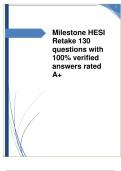 Milestone HESI Retake 130 questions with 100% verified answers Latest 2024/2025
