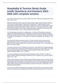 Hospitality & Tourism Study Guide &lpar;math&rpar; Questions and Answers 2023-2024 with complete solution