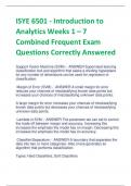 ISYE 6501 - Introduction to  Analytics Weeks 1 – 7 Combined Frequent Exam  Questions Correctly Answered