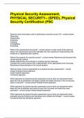 Physical Security Assessment&comma; PHYSICAL SECURITY-- &lpar;SPED&rpar;&comma; Physical Security Certification &lpar;PSC