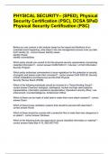 PHYSICAL SECURITY-- &lpar;SPED&rpar;&comma; Physical Security Certification &lpar;PSC&rpar;&comma; DCSA SPeD Physical Security