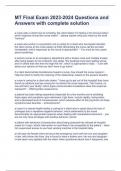 MT Final Exam 2023-2024 Questions and Answers with complete solution