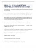 EDUC 701 CP&period; 3 BEHAVIORISM VERIFIED ANSWERS 100&percnt;2023&sol;2024