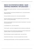 EDCO 735 STATISTICS WEEK 1 QUIZ VERIFIED ANSWERS 100&percnt;2023&sol;2024