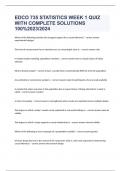 EDCO 735 STATISTICS WEEK 1 QUIZ WITH COMPLETE SOLUTIONS 100&percnt;2023&sol;2024