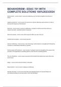 BEHAVIORISM - EDUC 701 WITH COMPLETE SOLUTIONS 100&percnt;2023&sol;2024