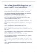 Metro Final Exam 2023 Questions and Answers with complete solution