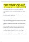 DAANCE STUDY QUESTIONS, ENTIRE DAANCE GLOSSARY, DAANCE DRUGS EXAM WITH 100% CORRECT ANSWERS