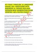 ATI TEAS 7 ENGLISH  & LANGUAGE USAGE 100&plus; QUESTIONS WITH ANSWERS A&plus; GRADE 2023-2024 VERSION NEW GENERATION EXAM VERIFIED 100&percnt; RATED PASS&excl;&excl;&excl; 