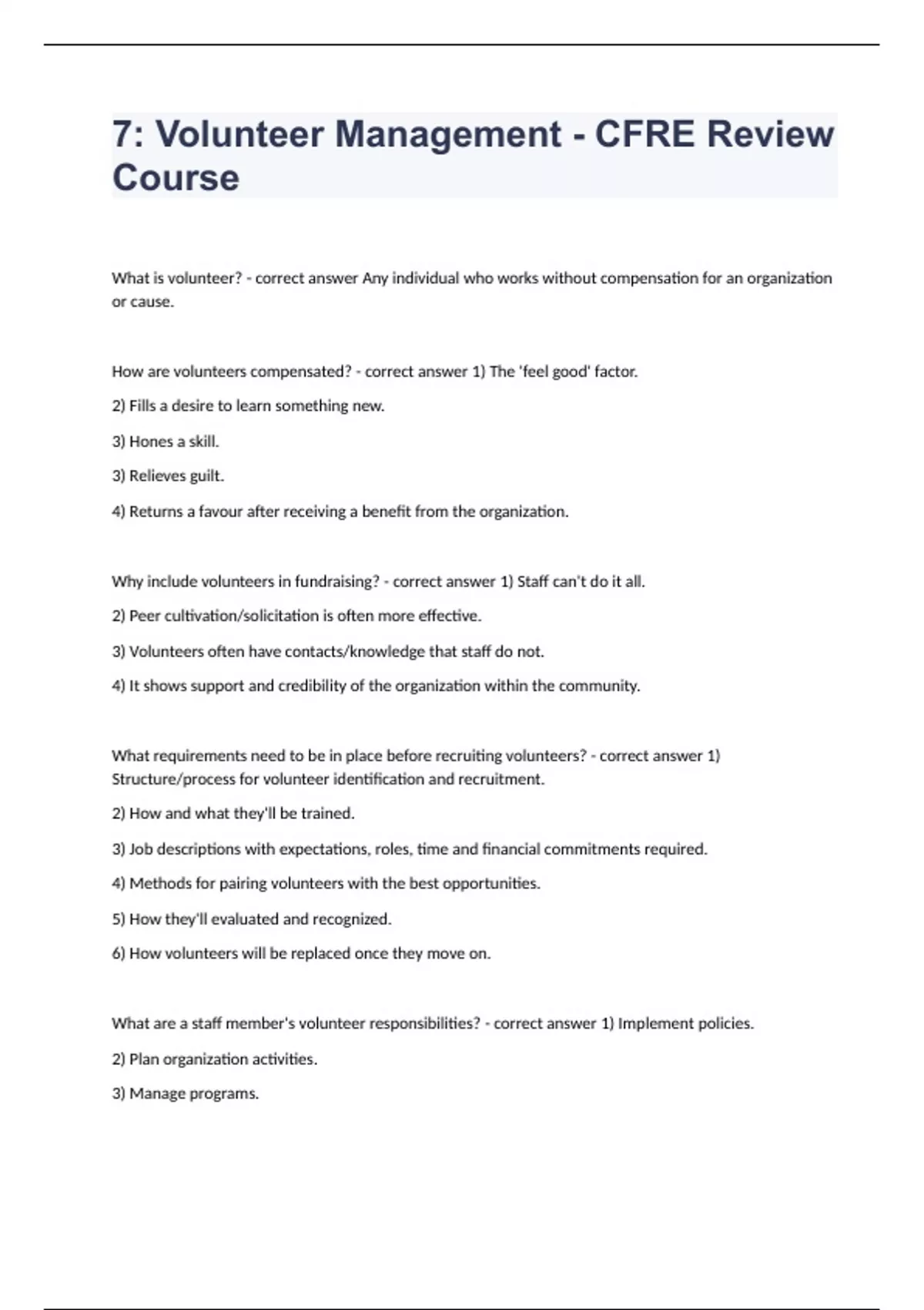 7 Volunteer Management - CFRE Review Course 2023/2024 already passed ...