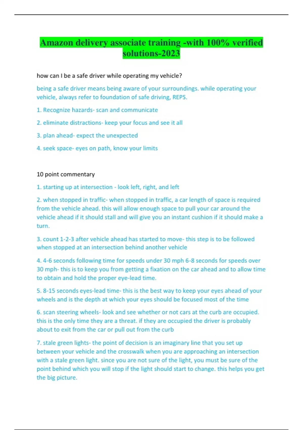 Amazon delivery associate training with 100 verified solutions2023