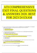 ATI COMPREHENSIVE EXIT FINAL QUESTIONS & ANSWERS 2020. BEST FOR 2023/24 EXAM