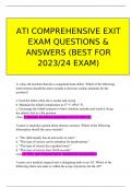 ATI COMPREHENSIVE EXIT EXAM QUESTIONS & ANSWERS (BEST FOR 2023/24 EXAM)