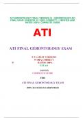 ATI GERONTOLOGY FINAL (VERSION 3) / GERONTOLOGY ATI FINAL EXAM (VERSION 3) (100% CORRECT) | VERIFIED AND RATED 100%: COMPLETE GUIDE