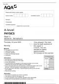 AQA A level PHYSICS Paper 3 Section B June 2023 official question paper-Astrophysics
