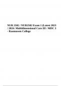 NUR 2502 / NUR2502 Exam 1 (Latest 2023 / 2024: Multidimensional Care III / MDC 3 - Rasmussen College