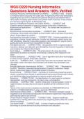 UPDATED WGU D220 Nursing Informatics Questions And Answers 100&percnt; Verified