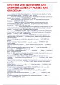 UPDATED CPO TEST 2024&sol;2025 QUESTIONS AND  ANSWERS ALREADY PASSED AND  GRADED A&plus;