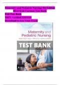 Maternity and Pediatric Nursing 4th Edition Ricci Kyle Carman Test Bank Full Test Bank 100% Verified Answers Download to Ace Your Exam