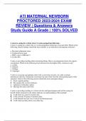ATI MATERNAL NEWBORN  PROCTORED 2023/2024 EXAM  REVIEW | Questions & Answers  Study Guide A Grade | 100% SOLVED